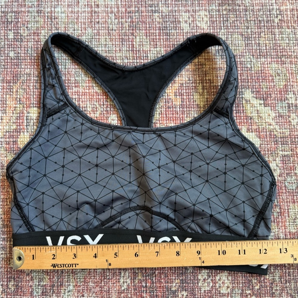 VSX Women's Gray Black Geometric Womens Medium Sports Bra - Picture 2 of 6